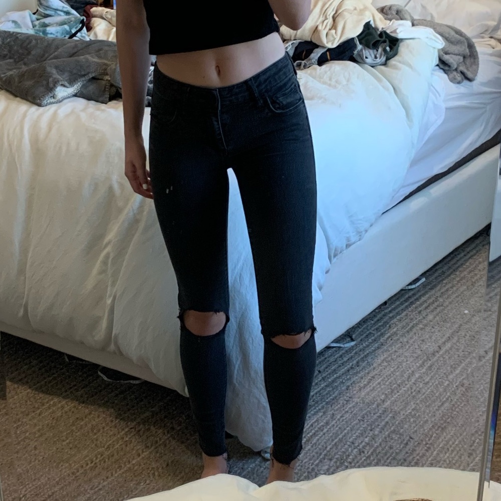 STS Blue Low-rose Washed Black Ripped Jeans